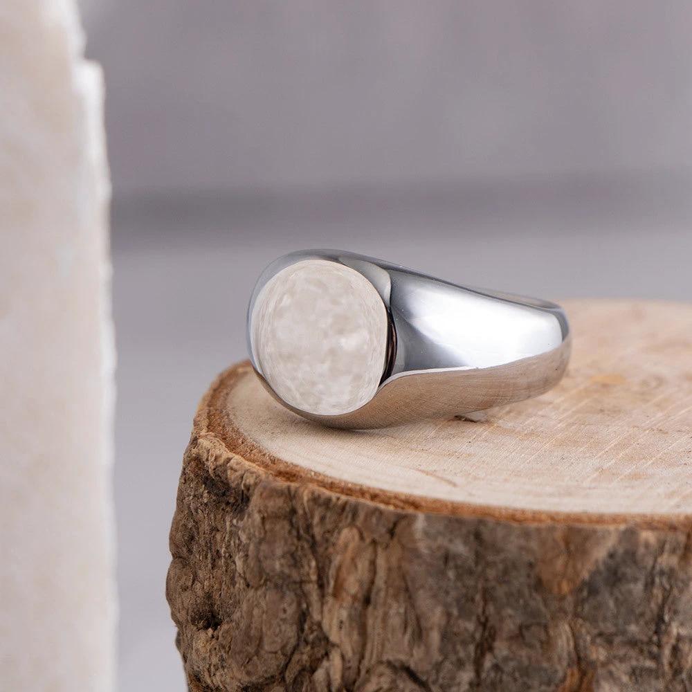 Round Flat Titanium Steel Ring With A Sleek Polished Finish For A Stylish Personalized Look For Men by GJG Denim