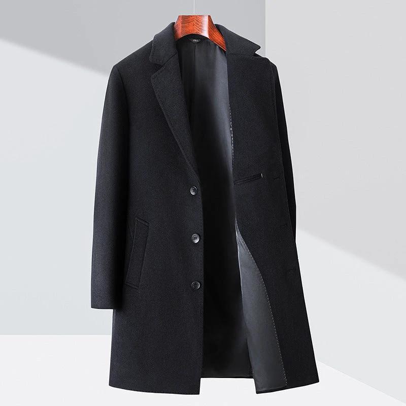 Men's Business Casual Woolen Trench Coat by GJG Denim