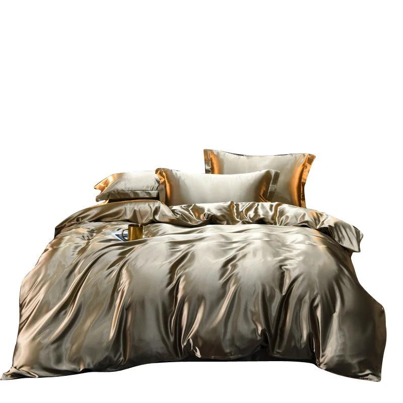 Pure-color Double-sided Silk Quilt Cover Four-piece Set by GJG Denim