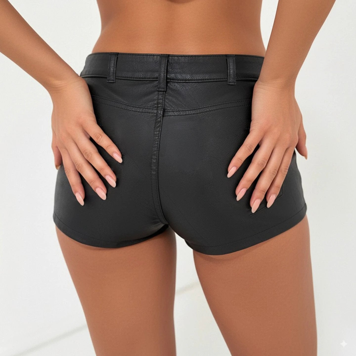European And American-style PU Leather Casual Hip-hugging Shorts by GJG Denim