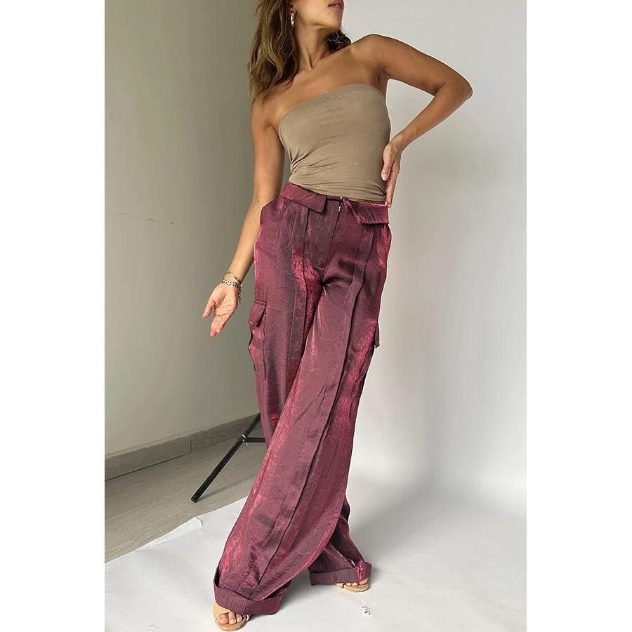Ins Style Loose Straight Pants With Multi-pocket Design New Fashion Casual Vacation Trousers Womens Clothing by GJG Denim