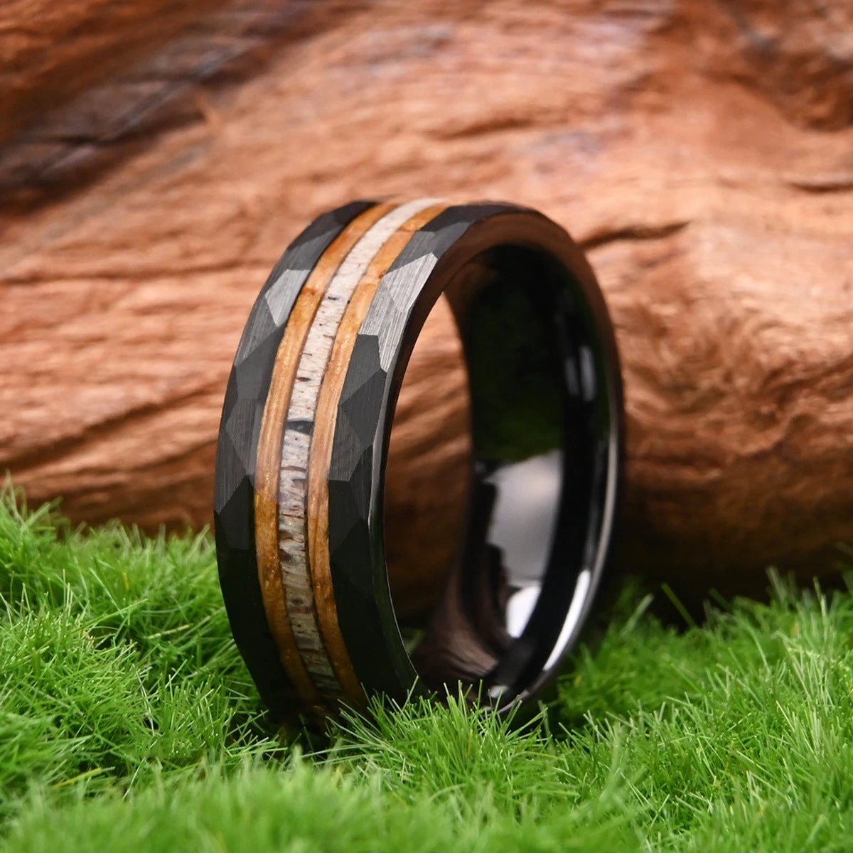 Electric Black Tungsten Steel Inlaid Ring For Men by GJG Denim
