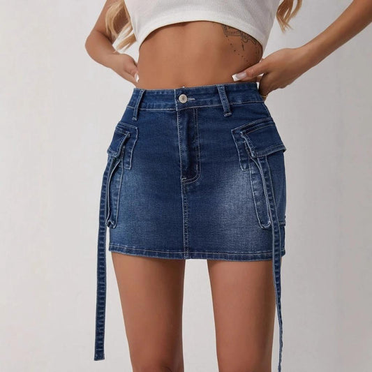 Womens Stylish Hip-hugging Mini Skirt by GJG Denim