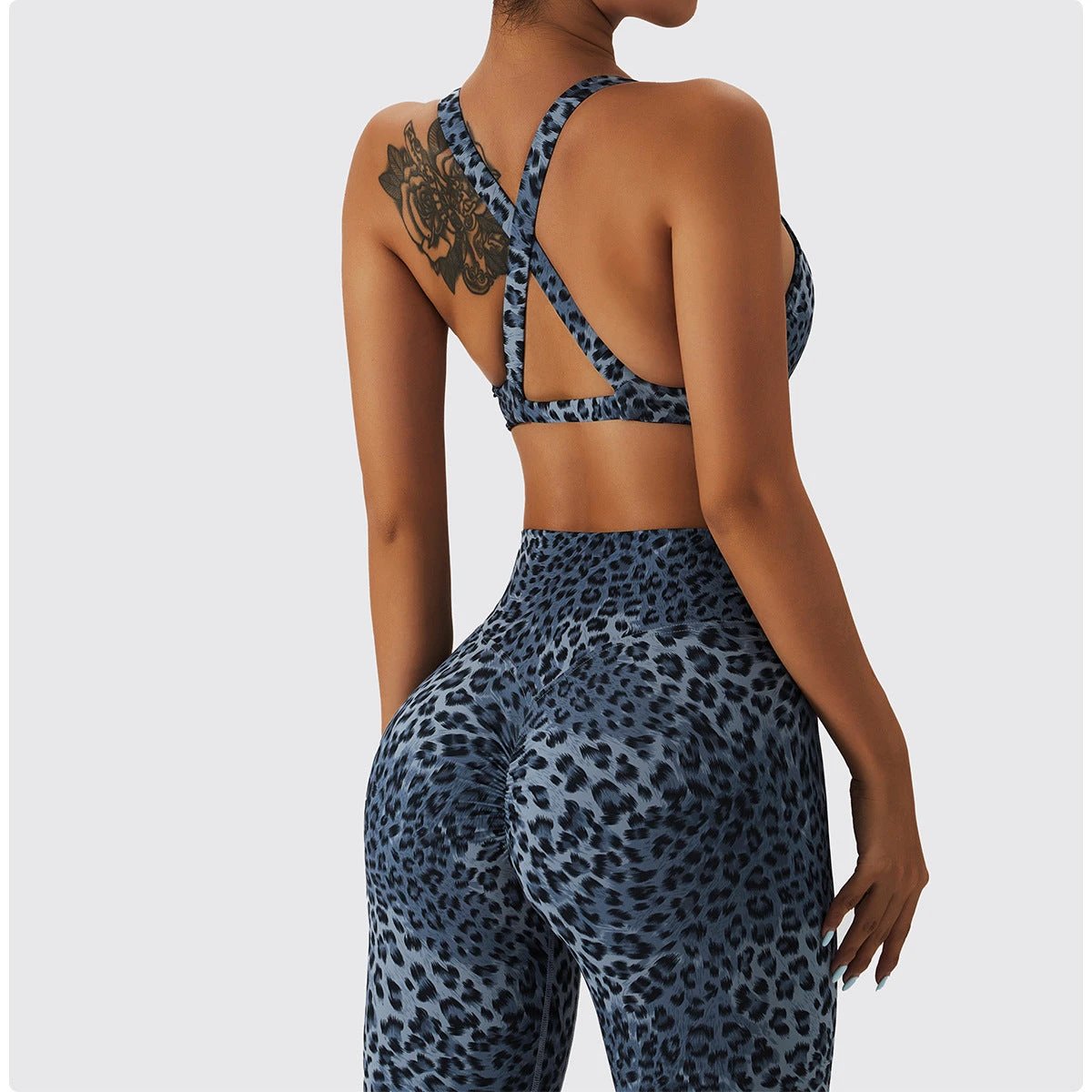 Leopard Print Nude Feel Yoga Clothes Beauty Back Skinny Peach Hip Raise High Waist Workout Clothes by GJG Denim