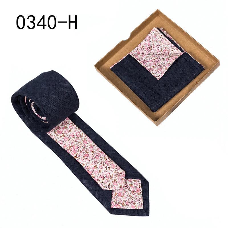 Men's Floral Print Tie and Pocket Square by GJG Denim