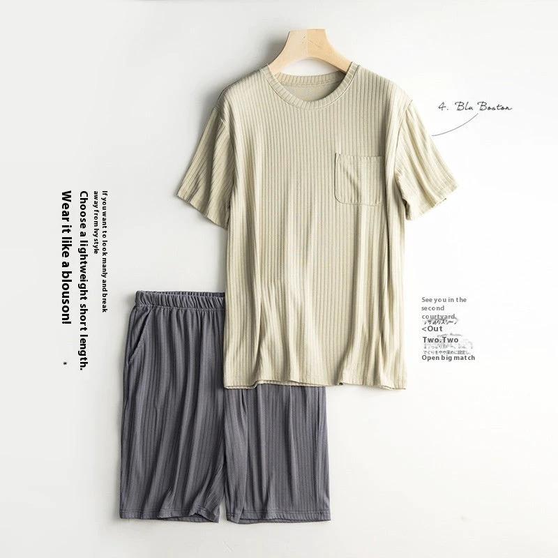 Men's Half Sleeve Shirt And Shorts Pajamas by GJG Denim