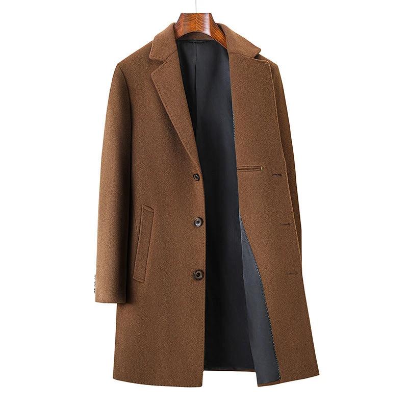Men's Business Casual Woolen Trench Coat by GJG Denim