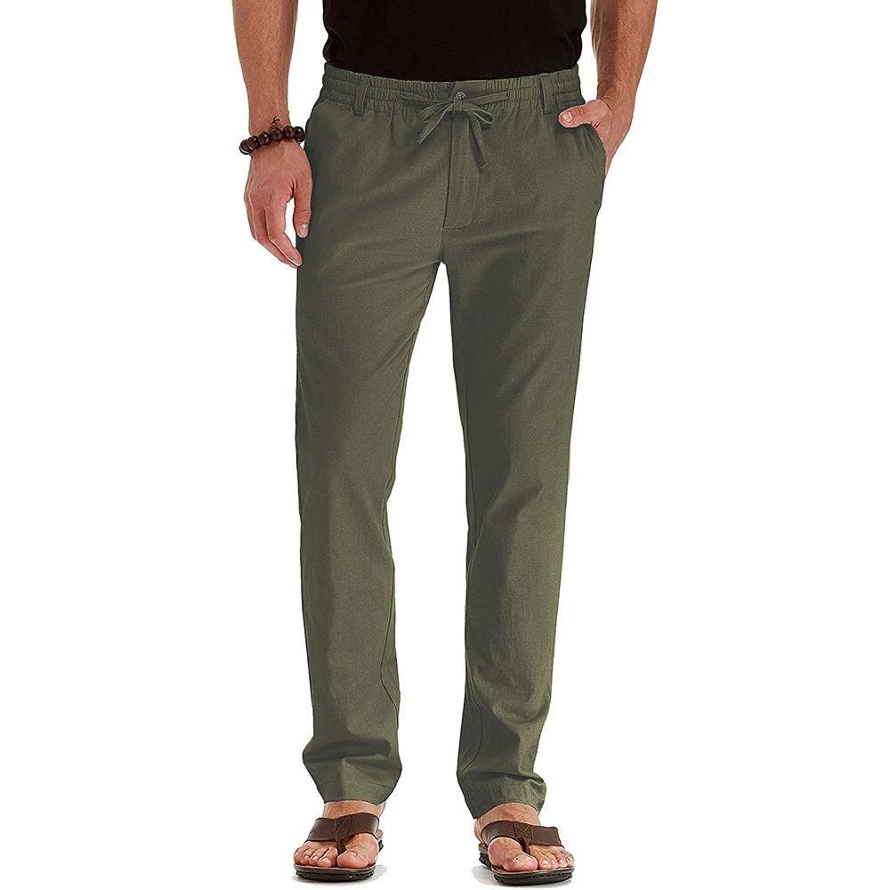 Me's Business Casual Loose Large Size Elastic Waist With Solid Color Pants by GJG Denim