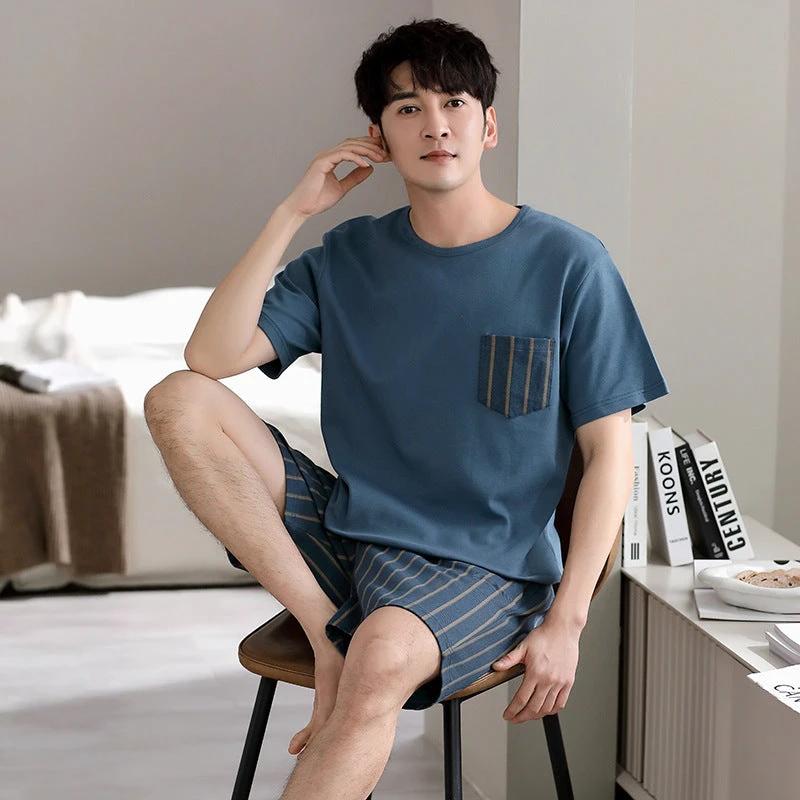 Men's Cotton Short Sleeve Pajama Set by GJG Denim