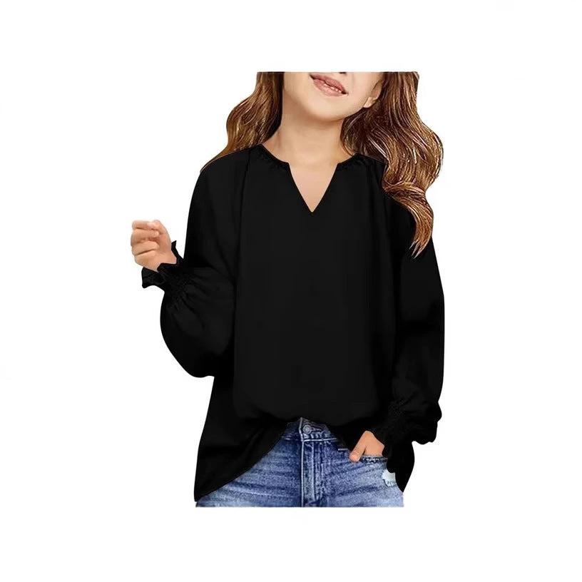 New Loose-fitting Solid Color Long Sleeves Children's Clothing Shirt by GJG Denim
