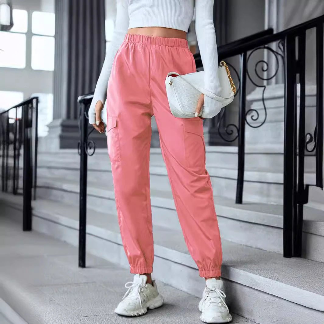 Multi-Color Casual Working Pants Multi-pocket Skinny Pants by GJG Denim