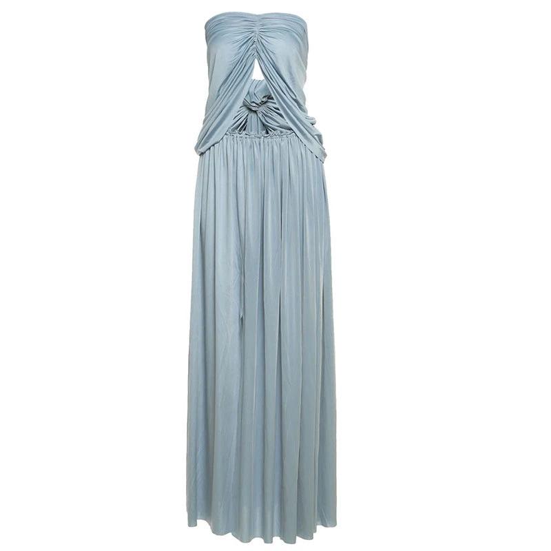Sexy Vacation Style Tube Top Cropped Tank Top Loose Skirt Suit by GJG Denim