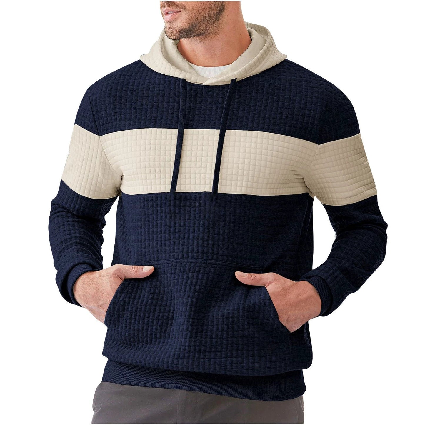 Men's Hooded Long-sleeved Sweater w/ Drawstring by GJG Denim