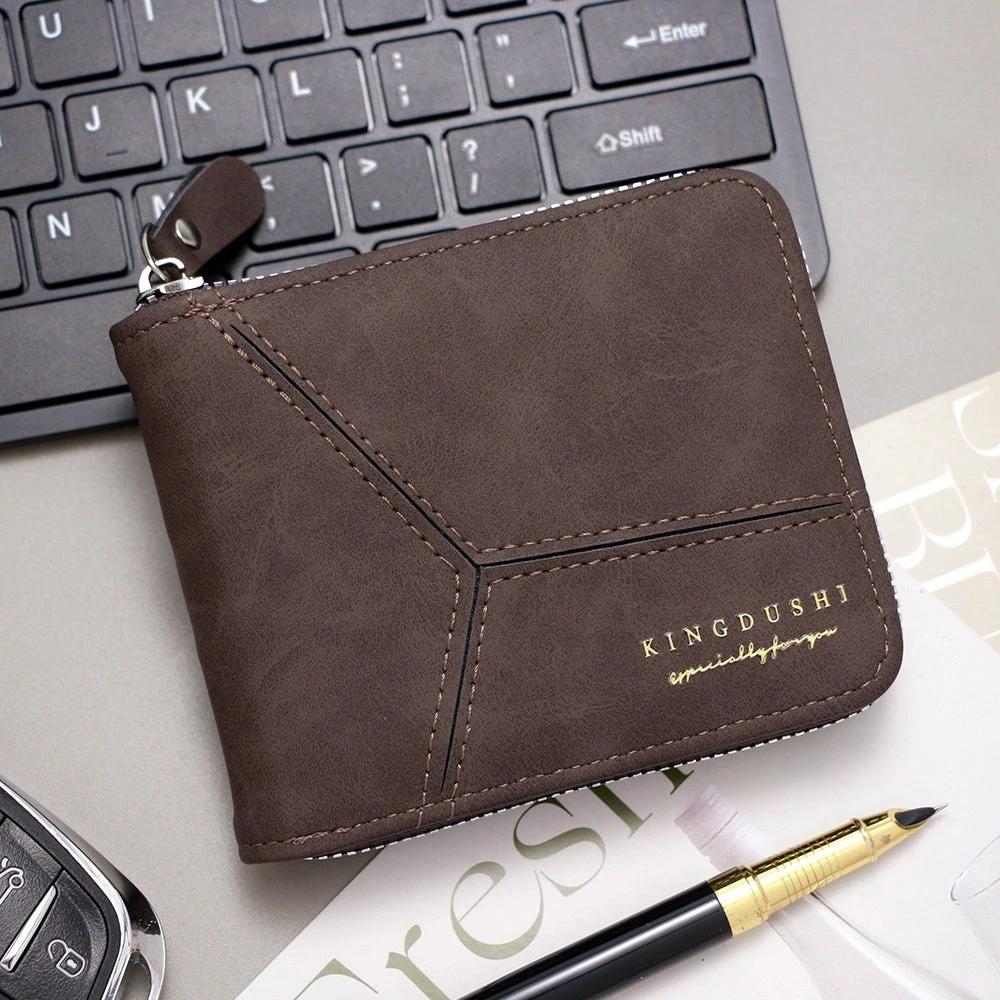 Matte Stitching Men's Short Wallet Multiple Card Slots by GJG Denim