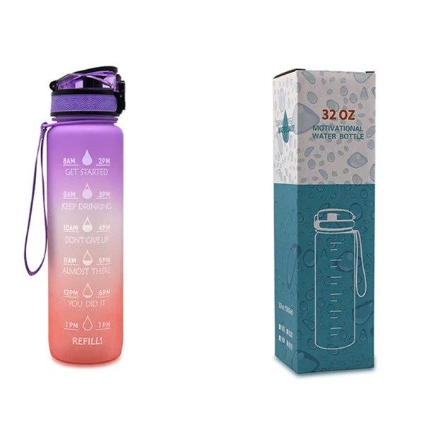 1L Tritan Water Bottle With Time Marker Bounce Cover Motivational Water Bottle Cycling Leakproof For Sports Fitness by GJG Denim