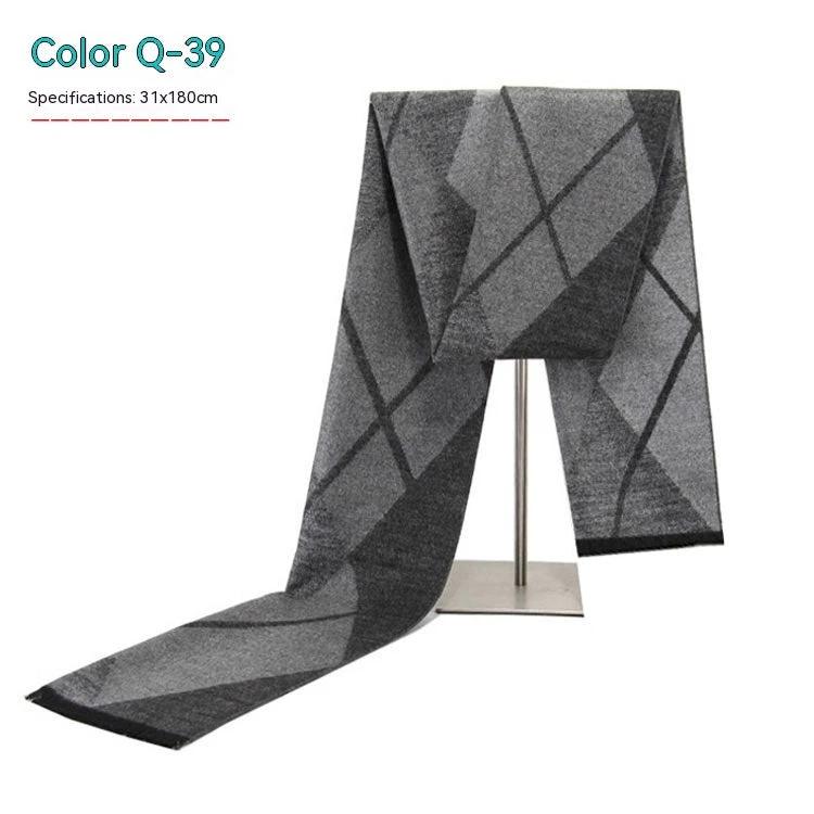 Men's Striped Winter Warm Artificial Cashmere Scarf For Men by GJG Denim