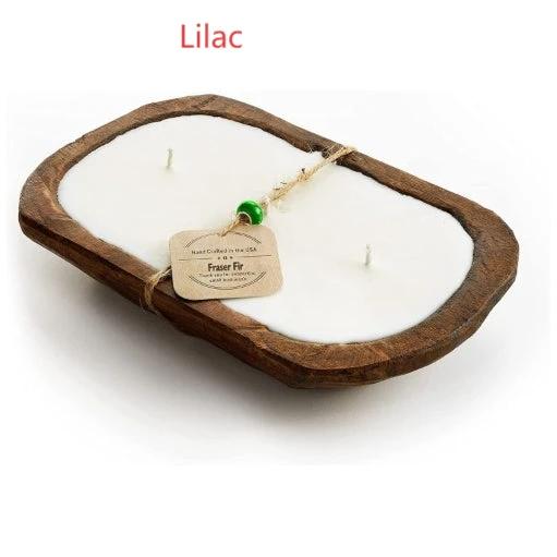Retro Lavender Wooden Basin Candles Three Wick Aromatherapy Candle by GJG Denim