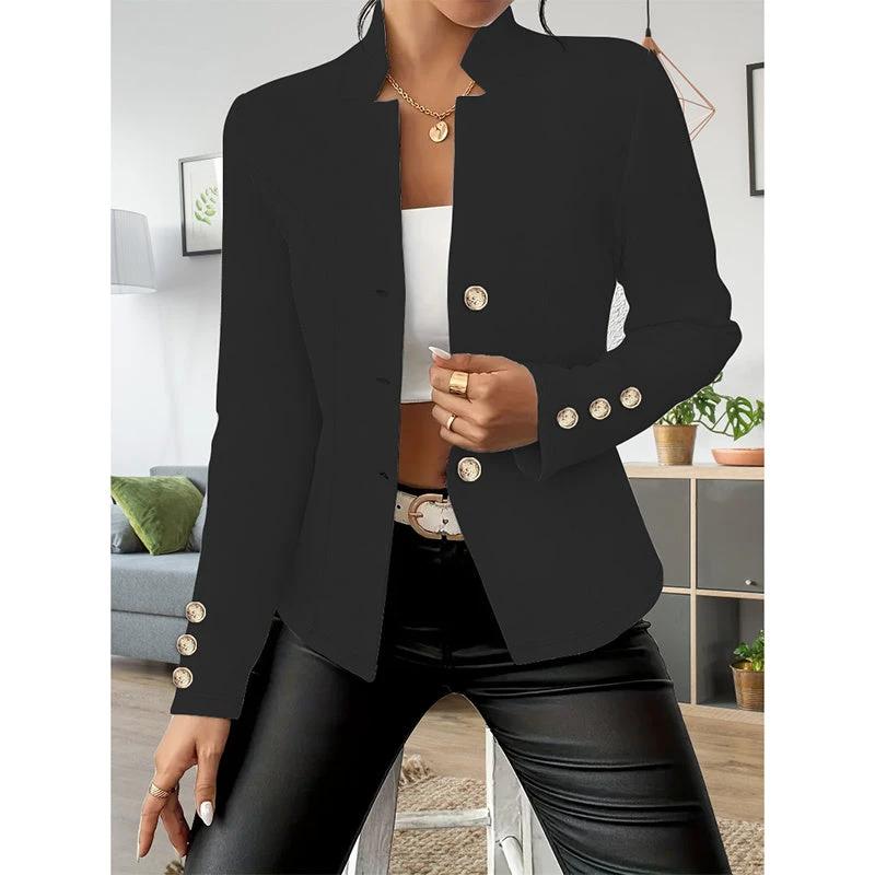Women Casual Blazers Long Sleeve Business Outerwear Slim Fitting Single Breasted Jacket by GJG Denim