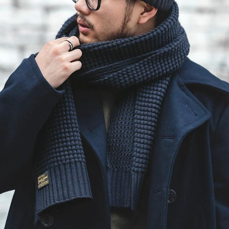 Retro Knitted Woolen Warm Scarf For Men by GJG Denim