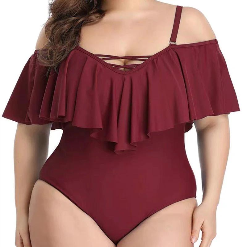 Ruffled plus size slimming bikini by GJG Denim