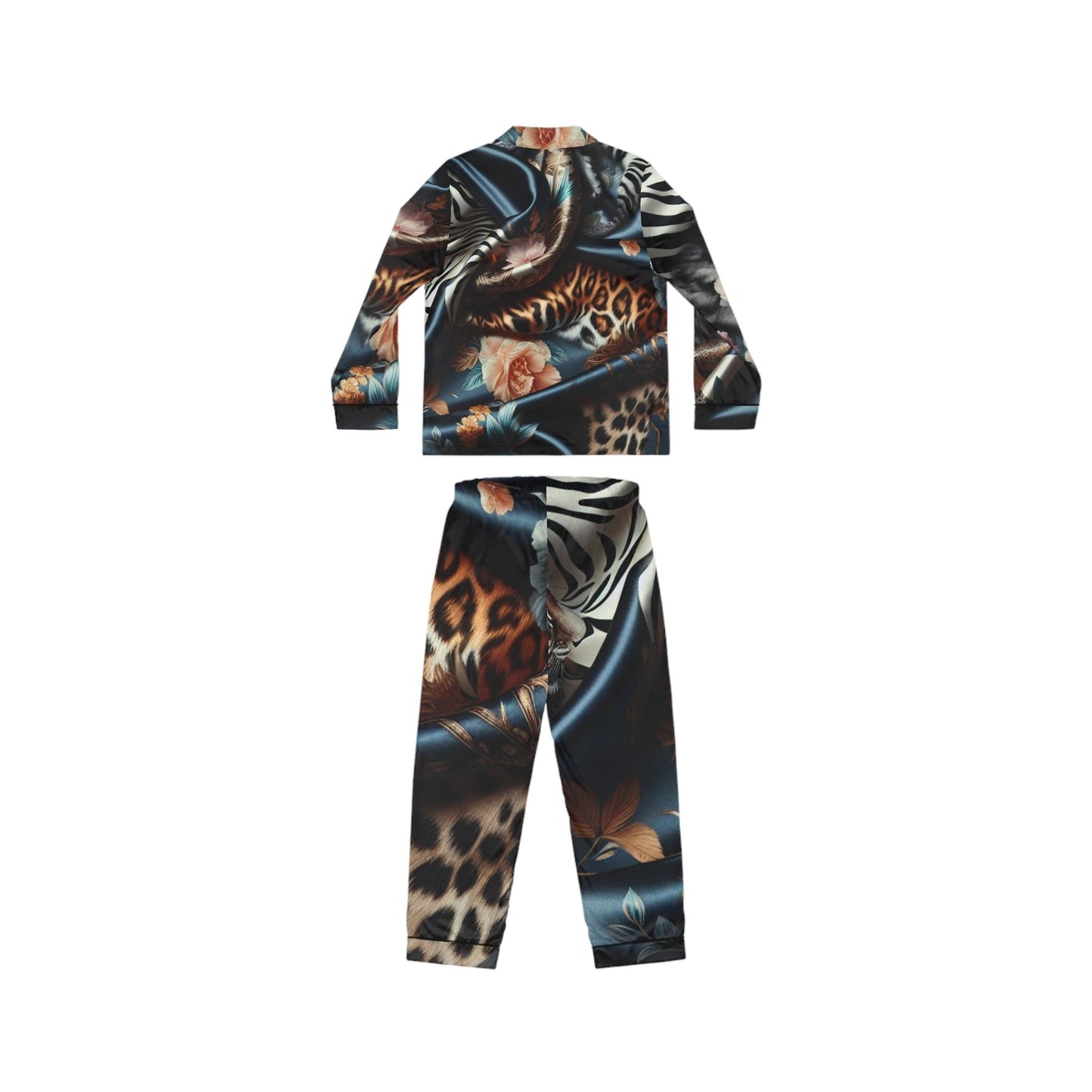 Luxurious Floral Satin Pajamas for Women, Cozy Nightwear, Loungewear Set, Perfect Gift for Birthdays, Anniversaries, Self-Care by Printify