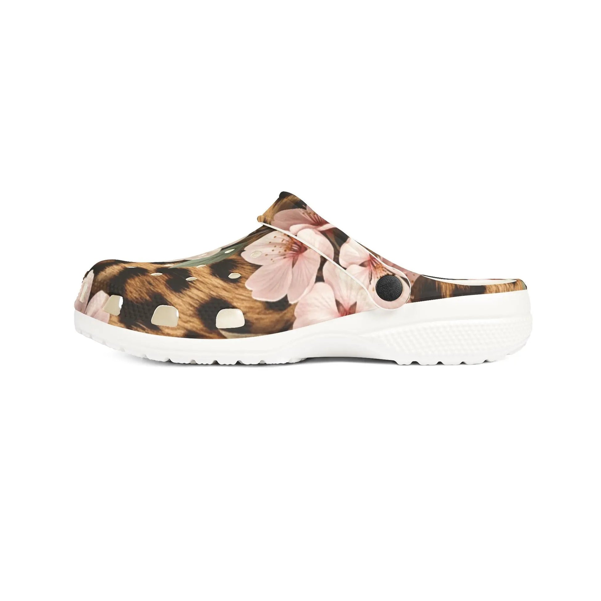 Floral Leopard Print Clogs — EVA Foam Garden Shoes by Printify