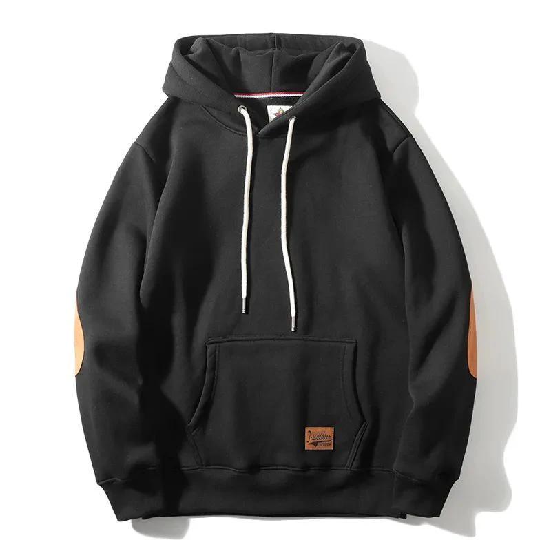 Men's Thick Warm Affixed Cloth Embroidered Hoodies by GJG Denim