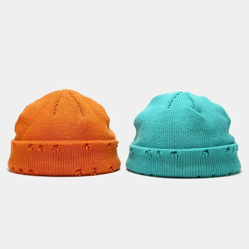 Men's Hole Knitted Beanie by GJG Denim
