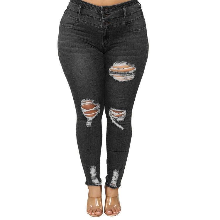 High waist ripped plus size jeans by GJG Denim