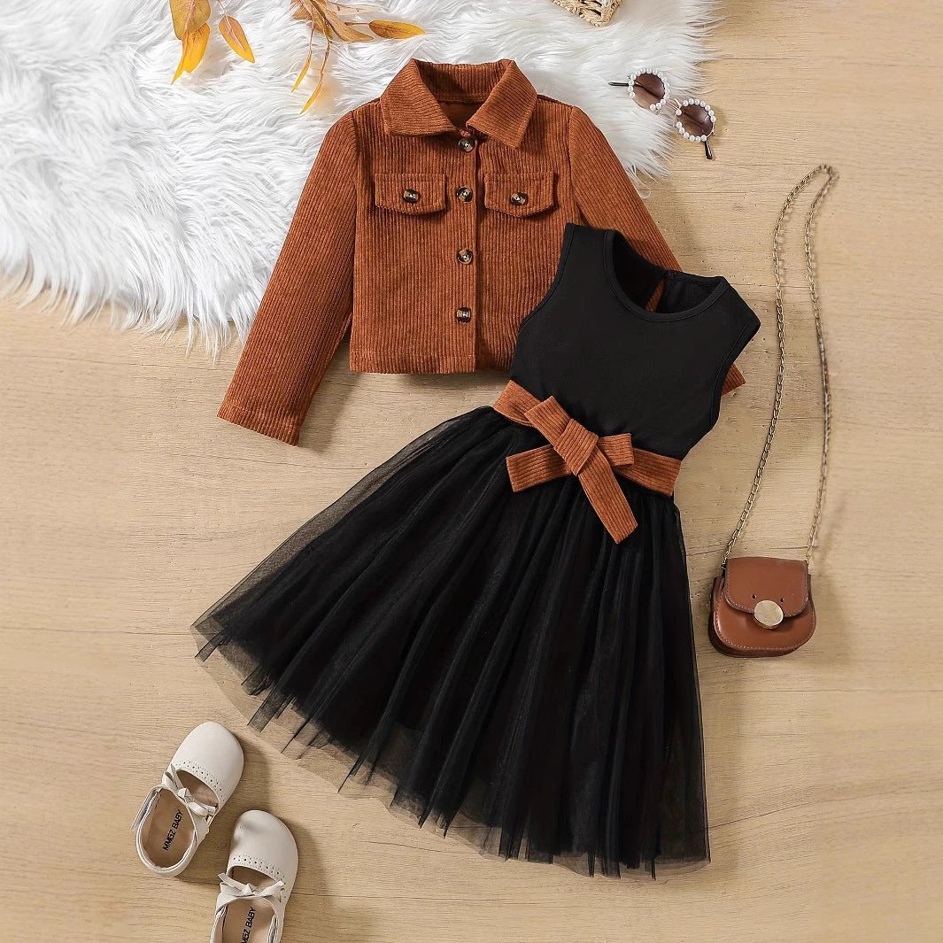 Vest Grenadine Skirt Children's Two-piece Suit by GJG Denim