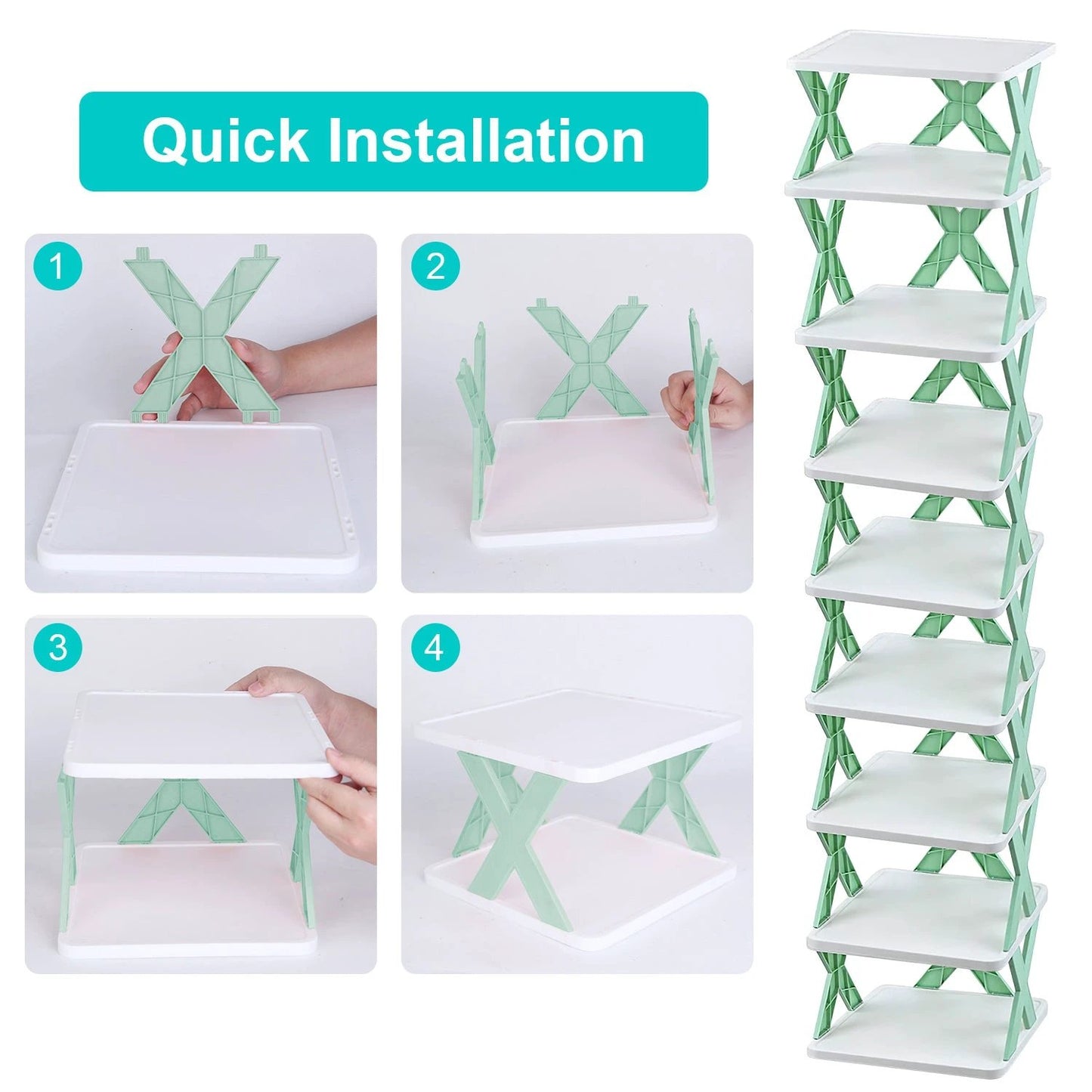 1Pc 9Tier Narrow Entryway Shoe Rack Plastic Vertical Shoe Organizer Space Saving Free Standing by GJG Denim