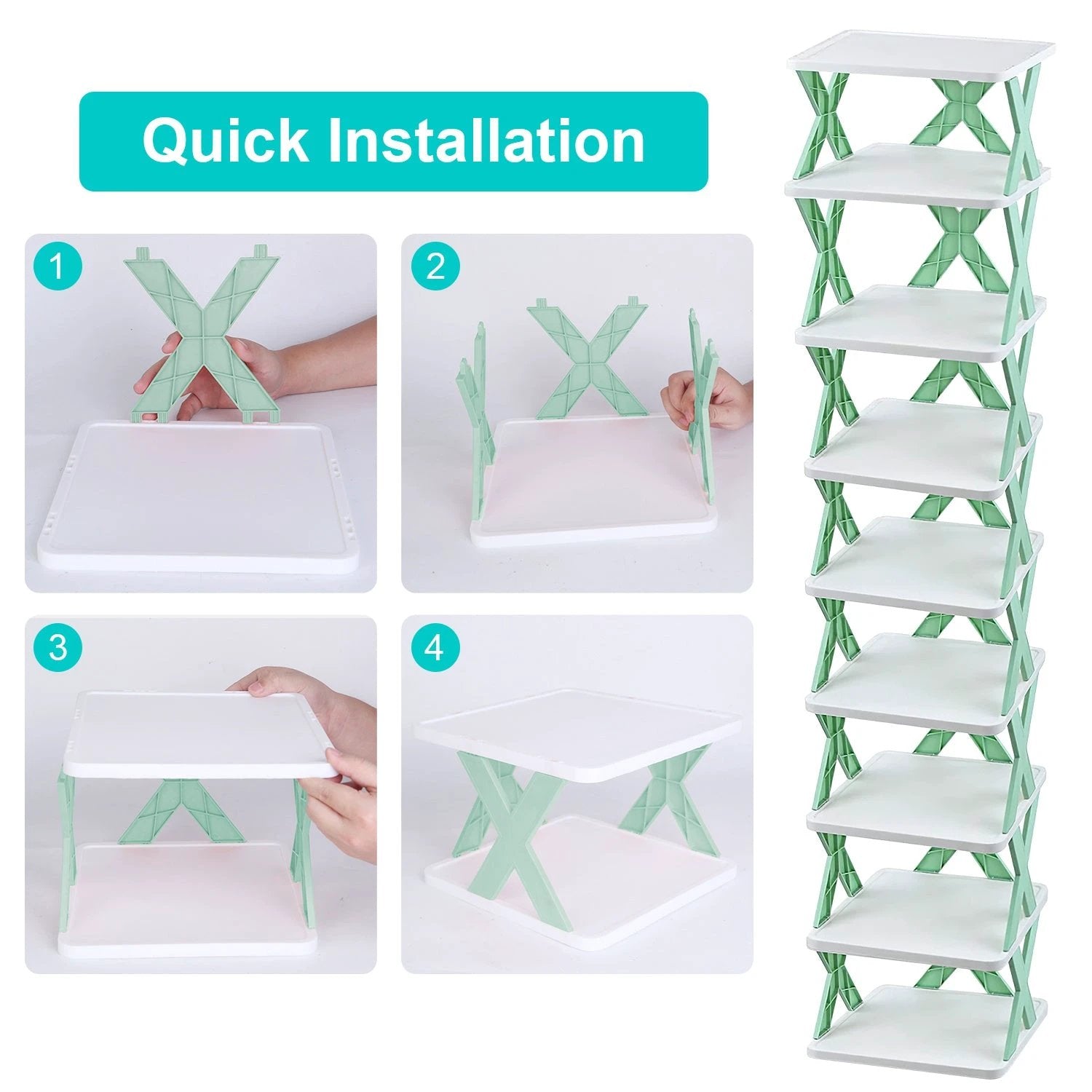 1Pc 9Tier Narrow Entryway Shoe Rack Plastic Vertical Shoe Organizer Space Saving Free Standing by GJG Denim