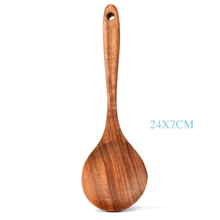 Teak Natural Wood Kitchen Utensils Set by GJG Denim