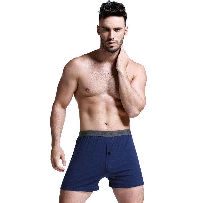 Solid Color Mid-waist Boxers For Men by GJG Denim