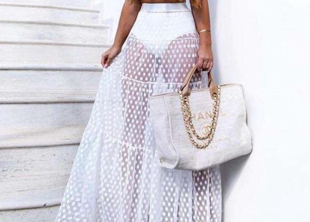 Mesh patchwork skirt by GJG Denim