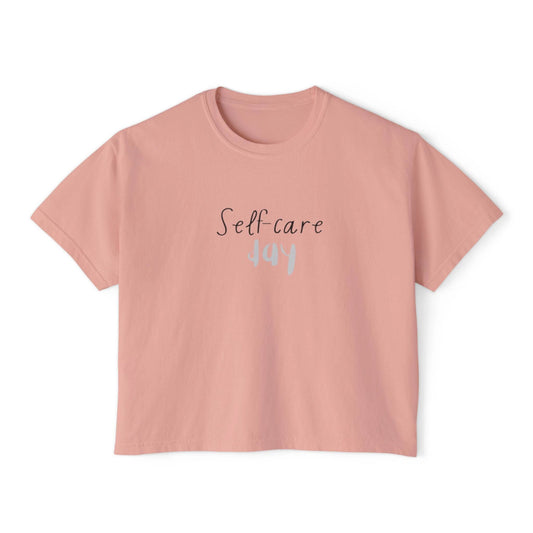 Self care day Women's Boxy Tee Self care day by Printify