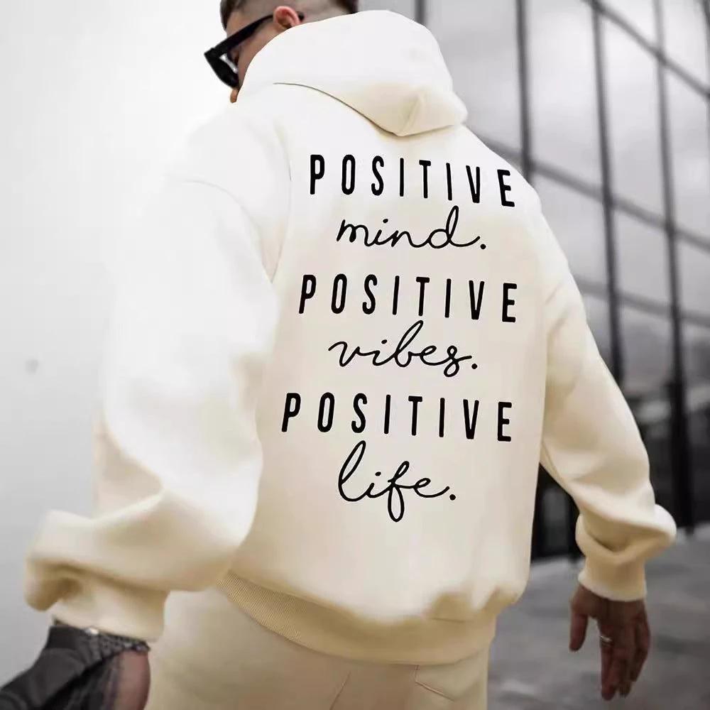 Men's Letter Print Hooded Sweater by GJG Denim