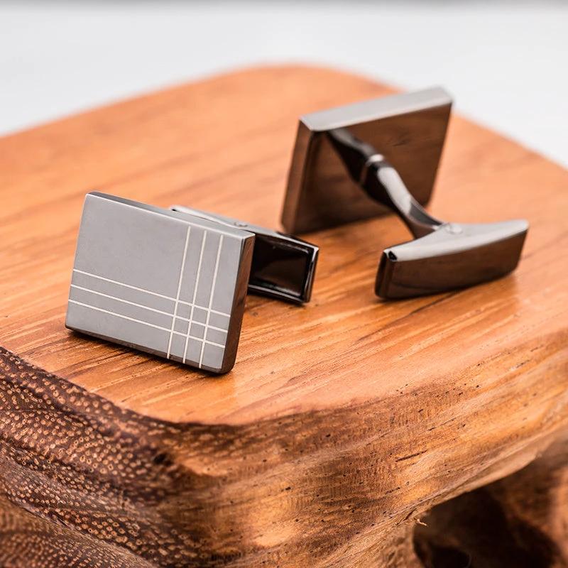 Striped Men's French Shirt Cufflinks by GJG Denim