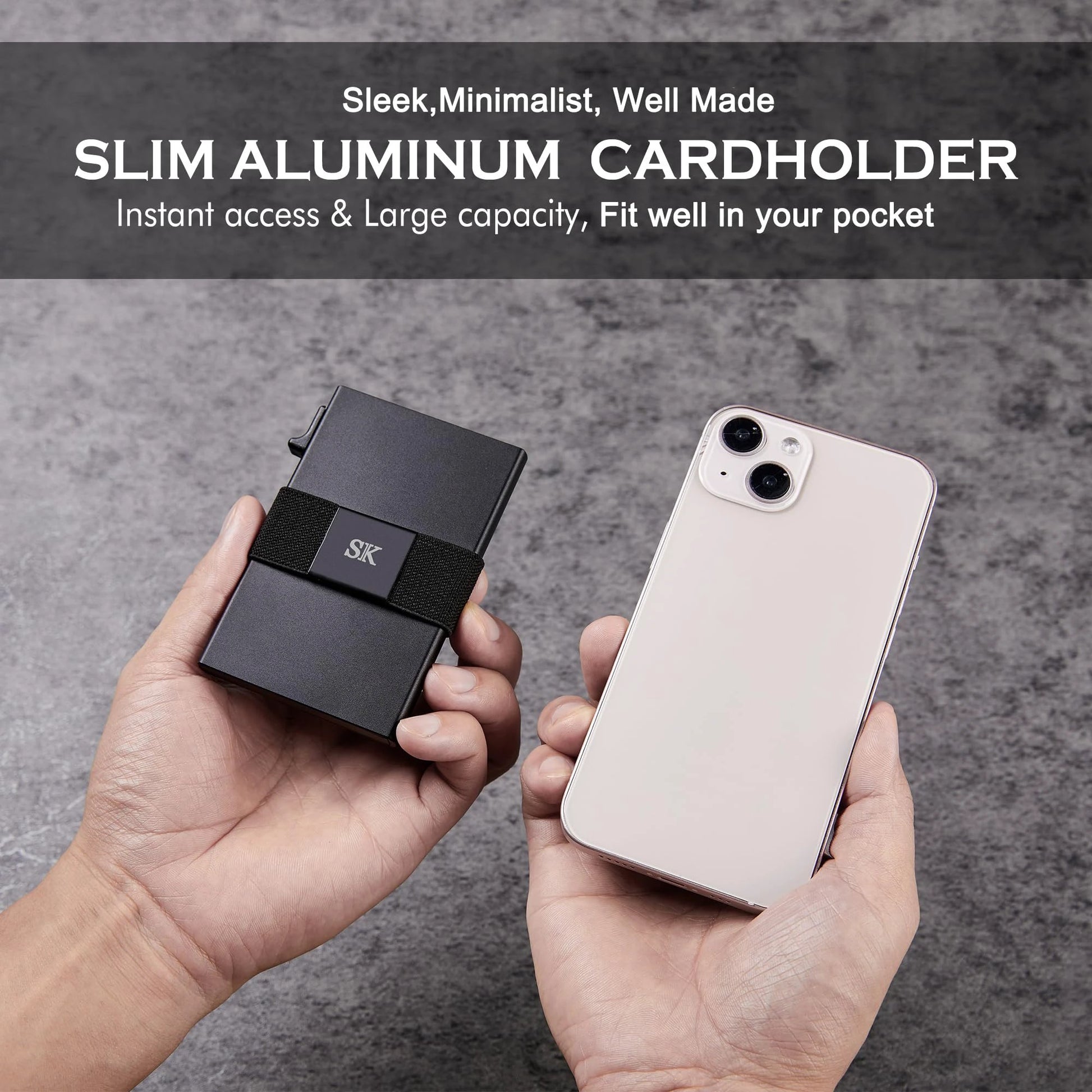 Men's Aluminum Slim Wallet With Money Band, RFID Blocking Holds 12 Cards Plus Cash by GJG Denim