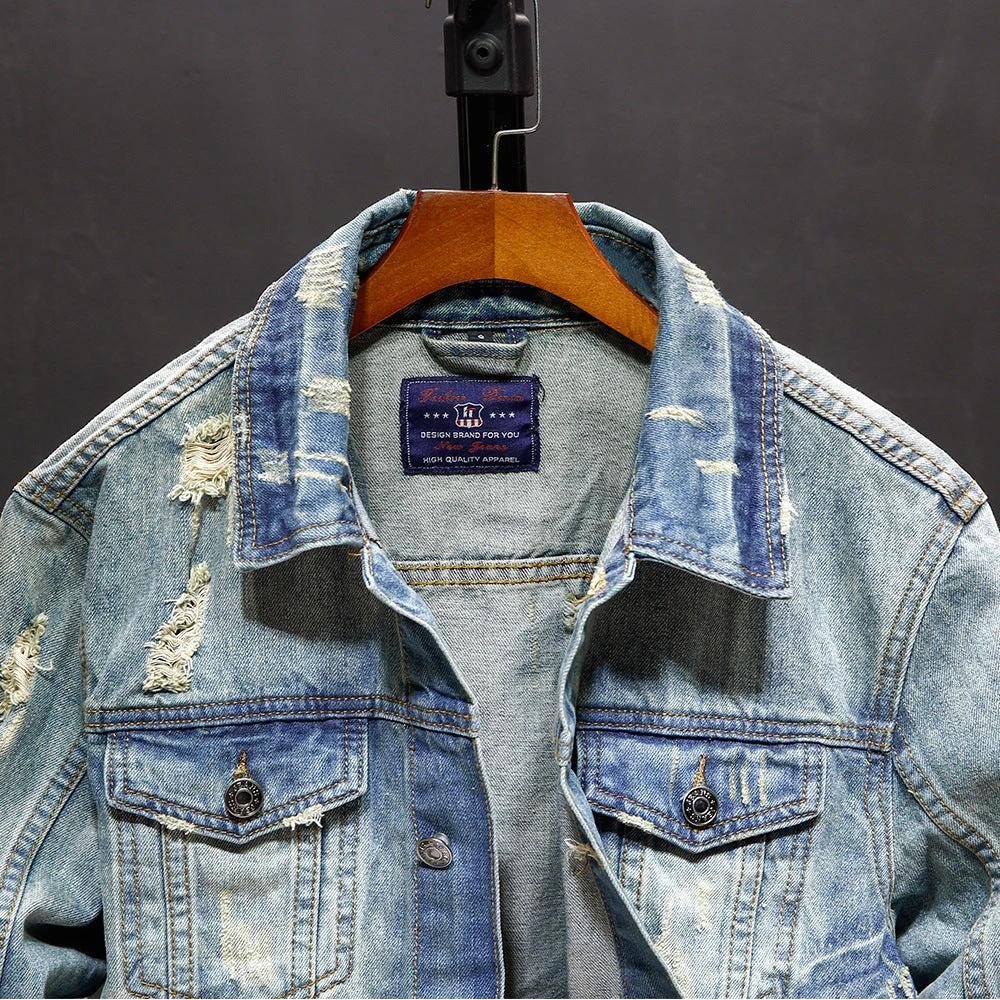Men's Washed Denim Jacket Outerwear by GJG Denim