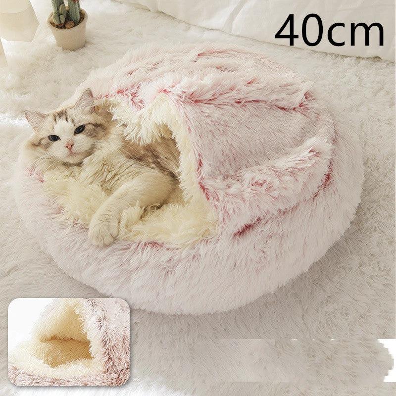 2 In 1 Dog And Cat Bed Pet Winter Bed Round Plush Warm Bed House Soft Long Plush Pets Bed Pet Products by GJG Denim