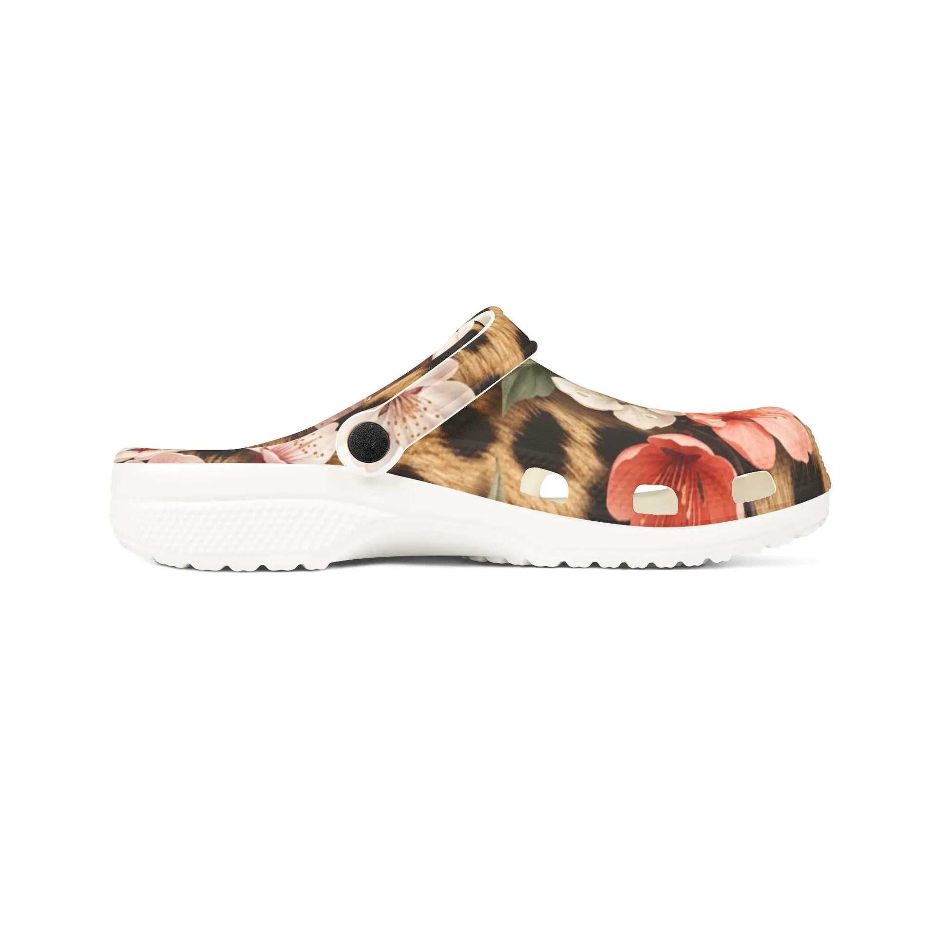 Floral Leopard Print Clogs — EVA Foam Garden Shoes by Printify