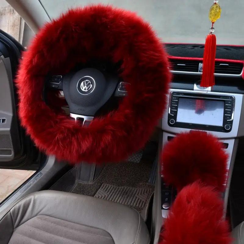 Three-piece wool steering wheel cover by GJG Denim