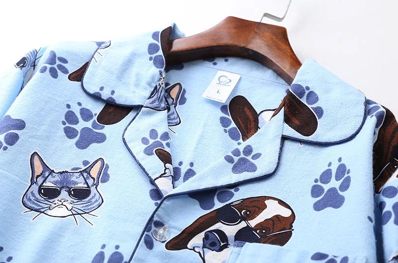 Men's Printed Long-sleeved Pajama Set by GJG Denim