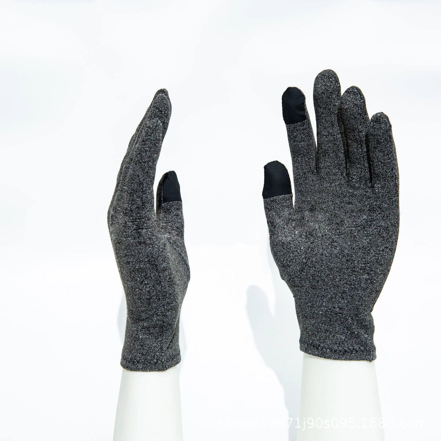 Grey Full Finger Touch Screen Health Pressure Gloves by GJG Denim