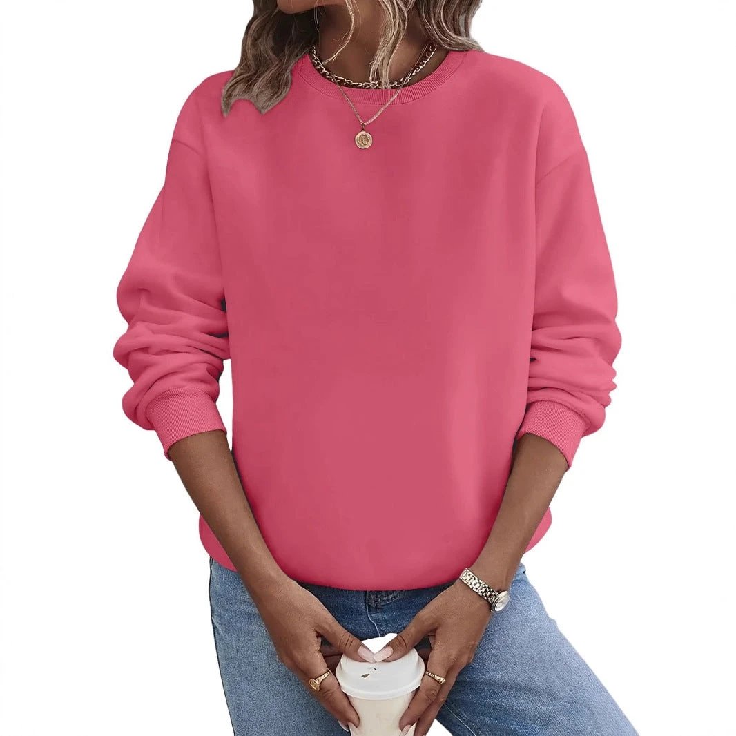 Solid Color Blank Round Neck Plus Size Fashion Sweater by GJG Denim