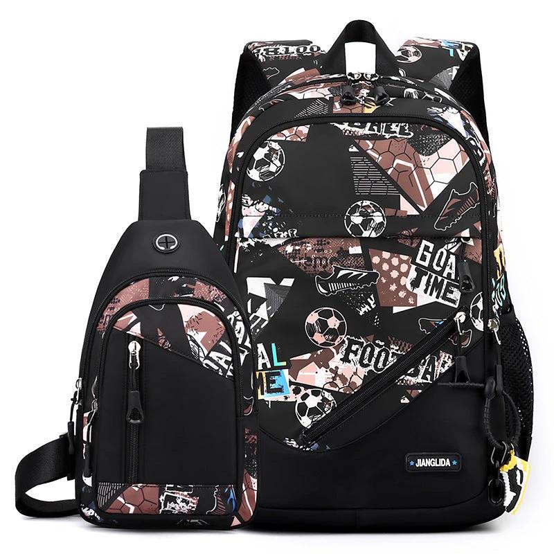 Mens Two-Piece Set Backpack And Chest Bag by GJG Denim