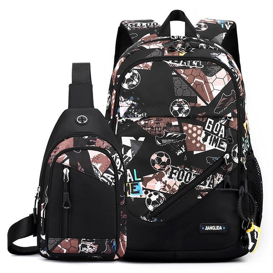 Mens Two-Piece Set Backpack And Chest Bag by GJG Denim