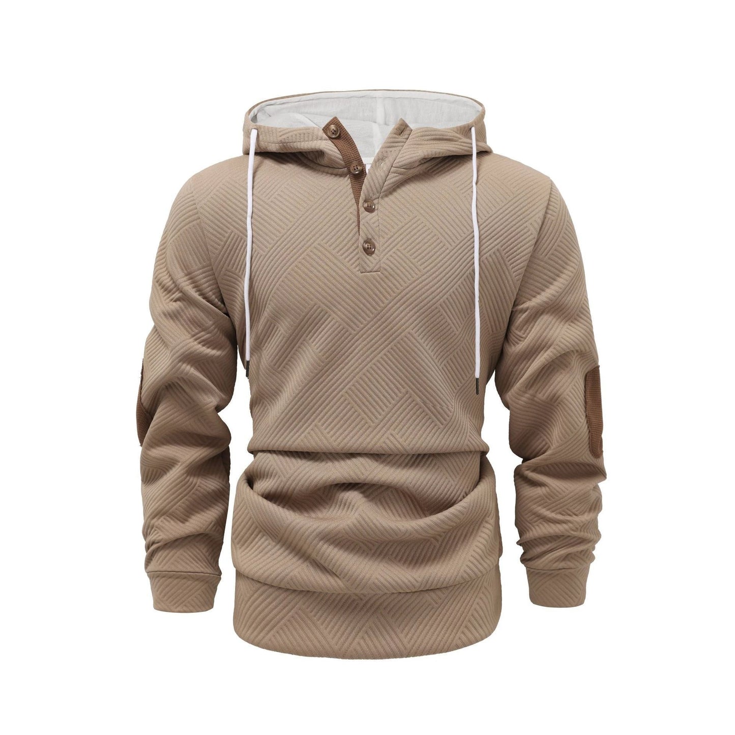 Men's Solid Color Loose Jacquard Hooded Sweater by GJG Denim