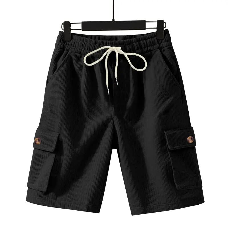 Men's Heavyweight Loose Casual Corduroy Shorts by GJG Denim